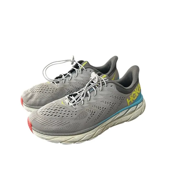 Hoka One One Mens Clifton 7 1110508 WDDS Gray Running Shoes Sneakers Size 11.5