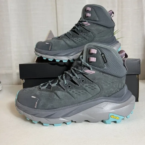Hoka One One Womens Kaha 2 Mid GTX Hiking Boots Size 6.5 B Castlerock Gray New!