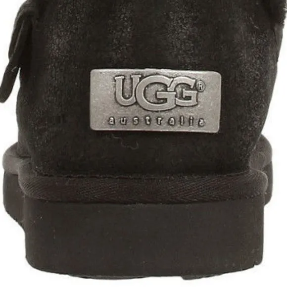 💥HOT ITEM💥UGG  BECKET LEATHER &amp; WOOL SHEARLING MOTO BOOTS in BLACK