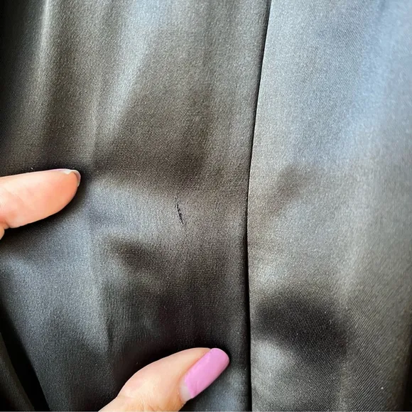 House of CB Khristen Black Satin Balloon Sleeve Ruched Dress Size XS