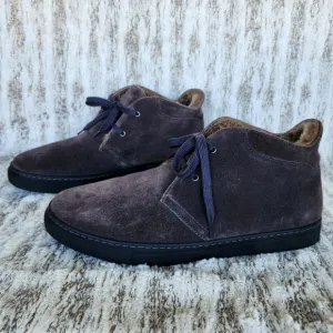 H.S. Trask Sherling Lined Suede Chukka Boots Dark Brown Leather, Men's Size 11 M