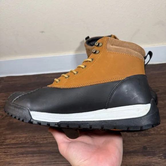 Huckberry All-Weather Waterproof Duck Boots Mens Sz 10 Tan/Black Leather Lace Up