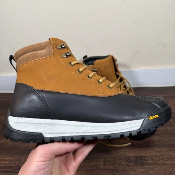Huckberry All-Weather Waterproof Duck Boots Mens Sz 10 Tan/Black Leather Lace Up