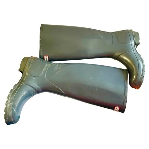 Hunter Gray Original Gloss Rain Boots Size 9