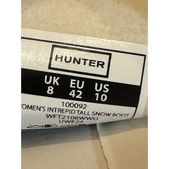 Hunter Intrepid Women's Tall Winter Snow Boots WhiteIvory US Size 10 Quilted