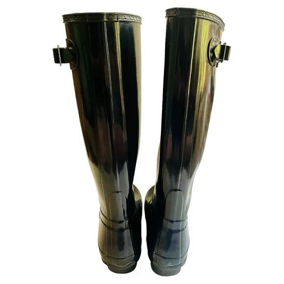 Hunter Original Tall Gloss Rain Boots Black Size 8