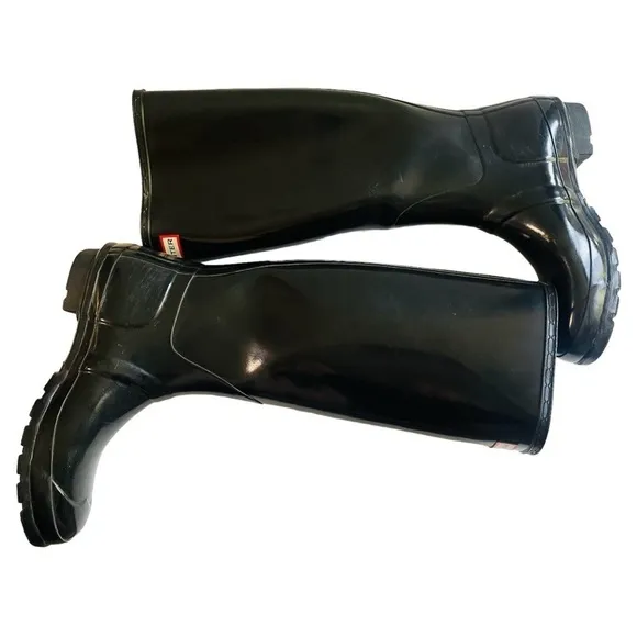 Hunter Original Tall Gloss Rain Boots Black Size 8