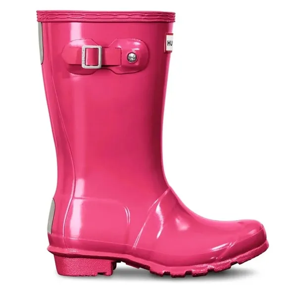 Hunter Pink Original High Gloss Wellington Rain Boots Sz. 3