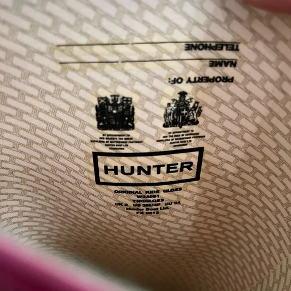 Hunter Pink Original High Gloss Wellington Rain Boots Sz. 3