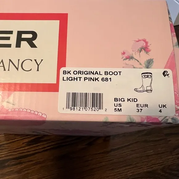 Hunter X LoveShackFancy Big Kids Original Rain Boot - Size 5 (EUR 37) Rosa Beaux