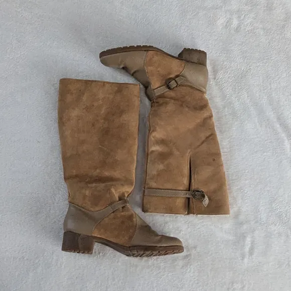Hush Puppies Vintage 1970s Suede Sherpa Brown Boots Size 10M