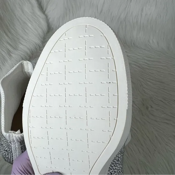 INC International Concepts Deena Wedge Sneakers White Crystal Size 10M