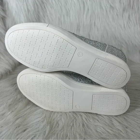 INC International Concepts Deena Wedge Sneakers White Crystal Size 10M