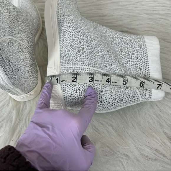 INC International Concepts Deena Wedge Sneakers White Crystal Size 10M