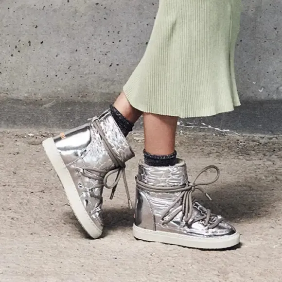 Inuikii Bomber Star Endurance Metallic Boot Silver Size 10