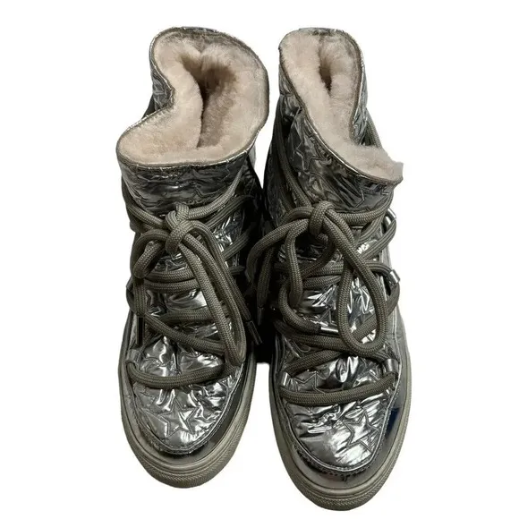 Inuikii Bomber Star Endurance Metallic Boot Silver Size 10