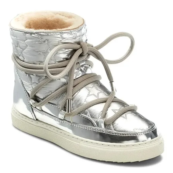 Inuikii Bomber Star Endurance Metallic Boot Silver Size 10
