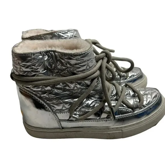 Inuikii Bomber Star Endurance Metallic Boot Silver Size 10