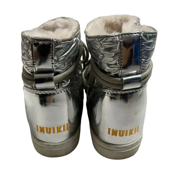 Inuikii Bomber Star Endurance Metallic Boot Silver Size 10