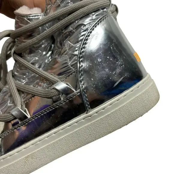 Inuikii Bomber Star Endurance Metallic Boot Silver Size 10