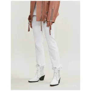 J BRAND Selena Cropped Boot Jeans in Avalon Size 28 White Denim Lace Trimmed