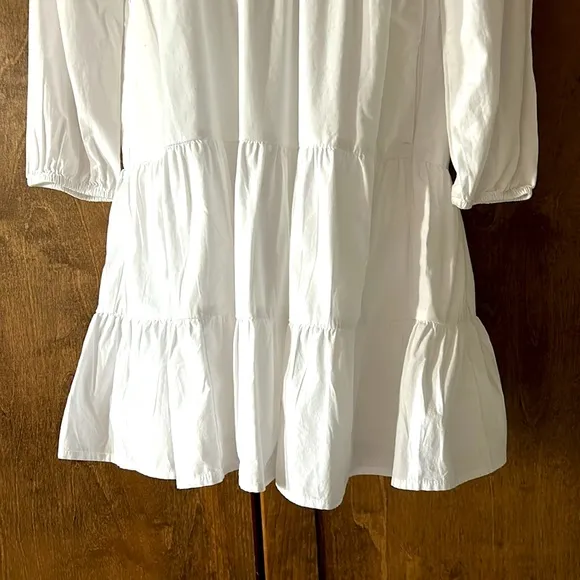 J. Crew Cotton-blend Poplin Raglan Tiered White Dress Women XS NWT.          R