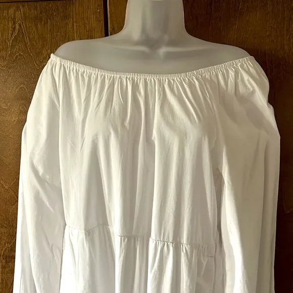 J. Crew Cotton-blend Poplin Raglan Tiered White Dress Women XS NWT.          R