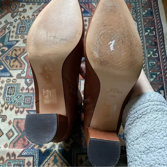 J. Crew Pointed-toe Sadie boots in leather in Warm Sepia