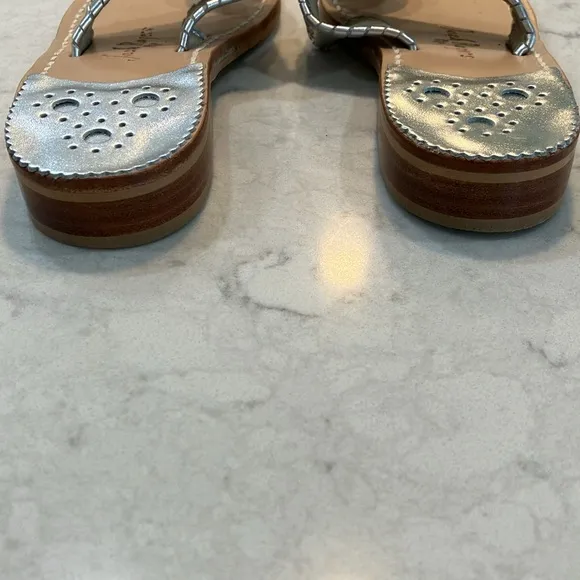 Jack Rogers Navajo Hamptons Sandal In Silver Sz 6- NIB