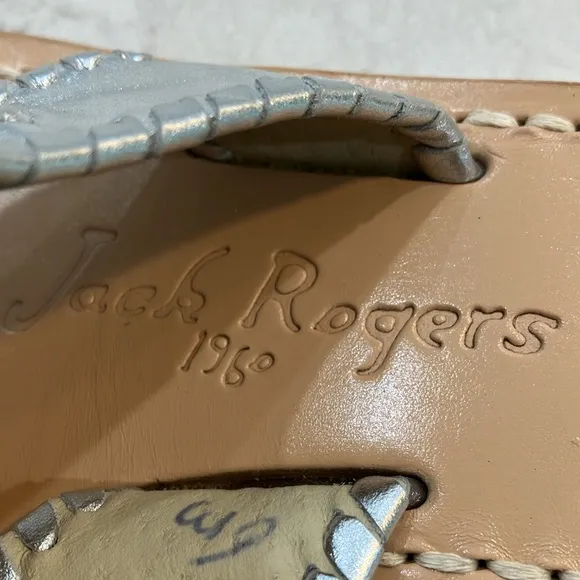 Jack Rogers Navajo Hamptons Sandal In Silver Sz 6- NIB