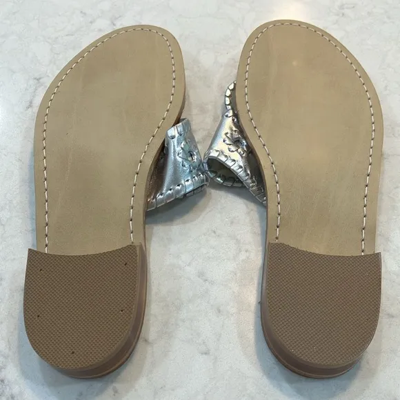 Jack Rogers Navajo Hamptons Sandal In Silver Sz 6- NIB
