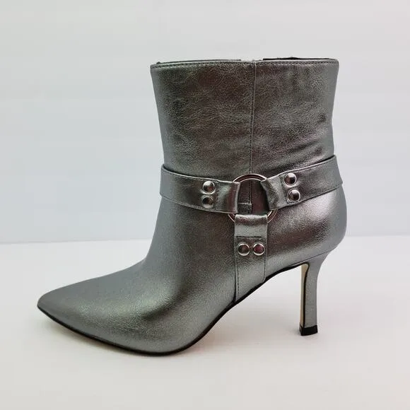 Jessica Simpson Darnina Womens Size 6 Silver Fashion 3&quot; Bootie Heels Shoes