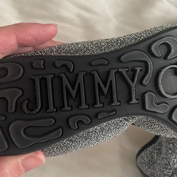 Jimmy Choo Metallic Black Winnie Cap Toe Scrunch Ballet Flats 35.5 US 5.5