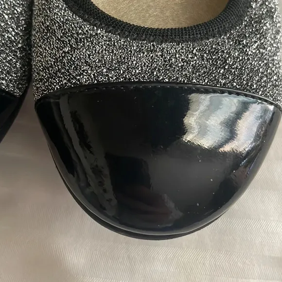 Jimmy Choo Metallic Black Winnie Cap Toe Scrunch Ballet Flats 35.5 US 5.5
