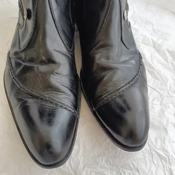 Jo ghost black leather  zip men's biker boots sz 41