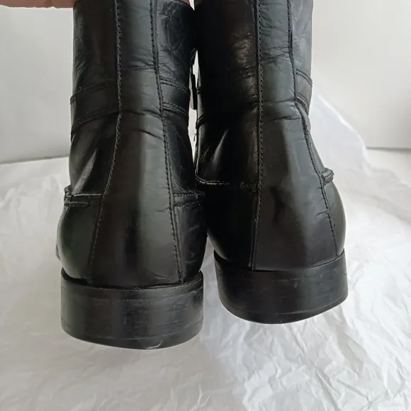 Jo ghost black leather  zip men's biker boots sz 41