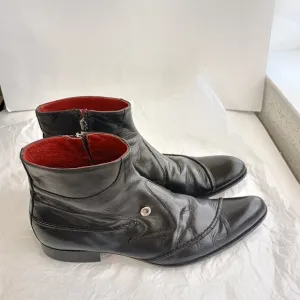 Jo ghost black leather  zip men's biker boots sz 41