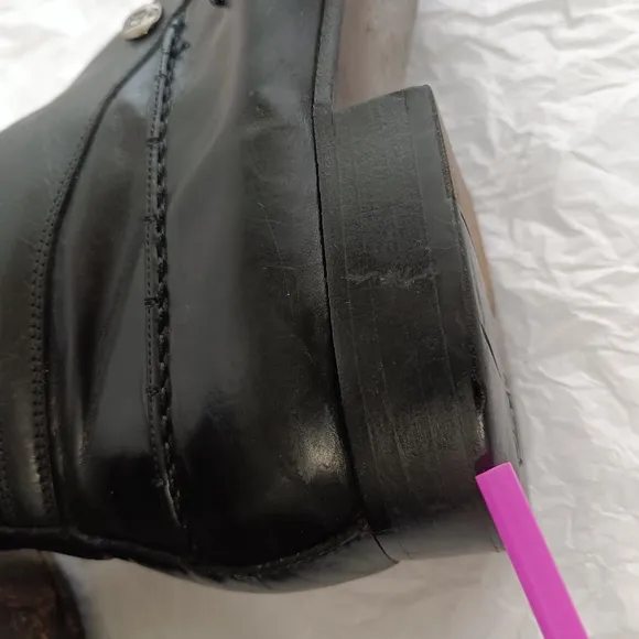 Jo ghost black leather  zip men's biker boots sz 41