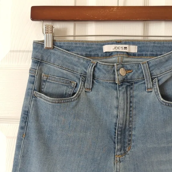 Joe's Jeans Classic Light Wash High Waisted Cropped Raw Hem Boot Cut Jeans 27