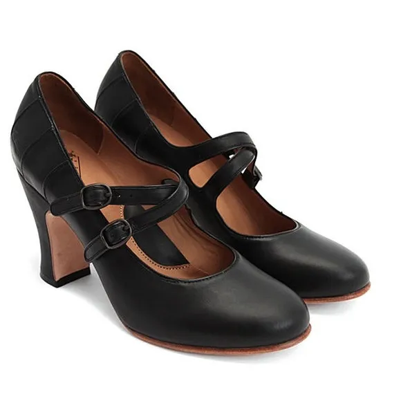 John Fluevog Black Leather Holly Mary Jane Shoes Sz. 7