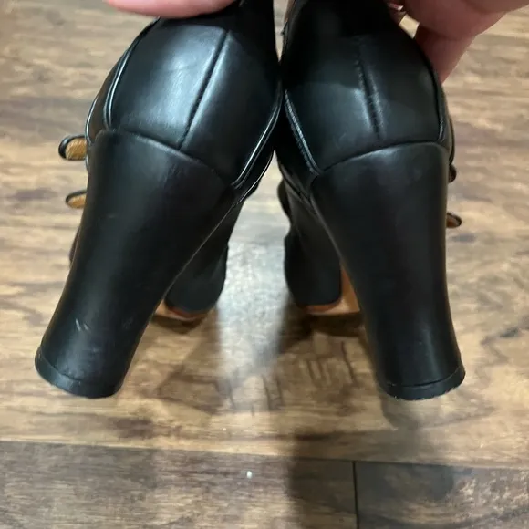 John Fluevog Black Leather Holly Mary Jane Shoes Sz. 7