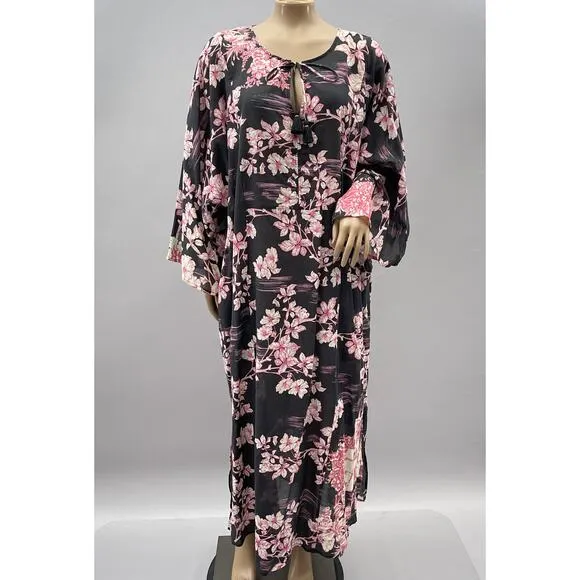 Johnny Was Dress Women XL House On The Hill Kaftan Floral Print Beach NWT READ