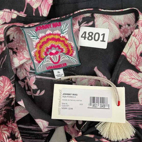 Johnny Was Dress Women XL House On The Hill Kaftan Floral Print Beach NWT READ