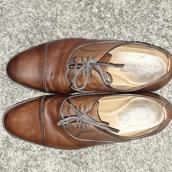 Johnston &amp; Murphy &quot;Hollis&quot; cap toe oxford leather lace up dress shoes - 9M