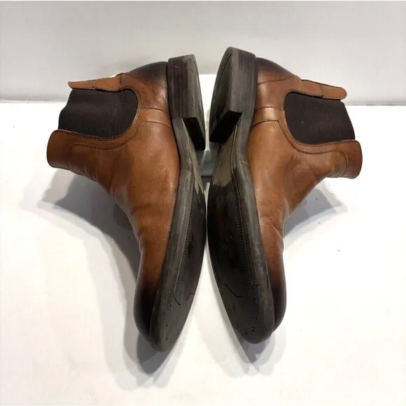 Johnston &amp; Murphy Chelsea Boots Brown leather Pull on 59-1238 Shoes Mens Sz 10 M