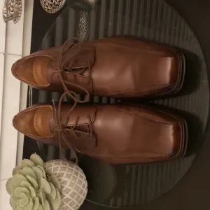Johnston &amp; Murphy Made In Italy Beautiful Brown Leather Men's Shoe 11