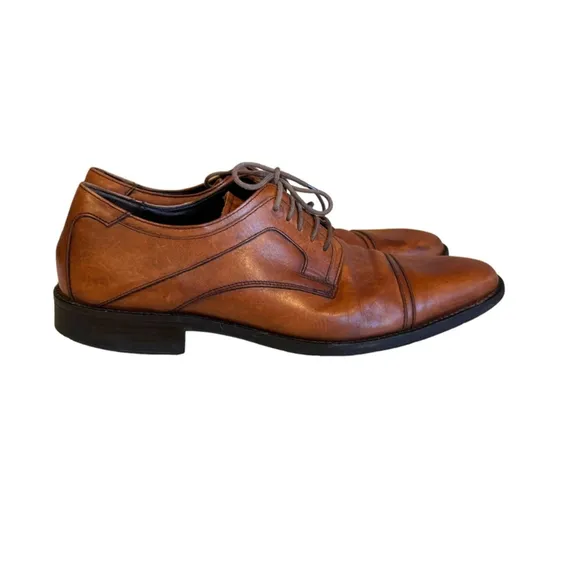 Johnston &amp; Murphy Mens Larsey Brown Leather Cap Toe Shoes Sz 10.5M​​