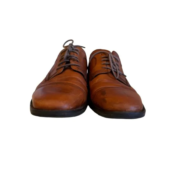 Johnston &amp; Murphy Mens Larsey Brown Leather Cap Toe Shoes Sz 10.5M​​