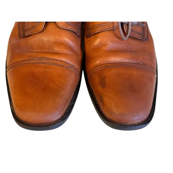 Johnston &amp; Murphy Mens Larsey Brown Leather Cap Toe Shoes Sz 10.5M​​