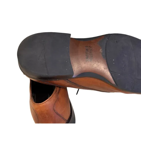 Johnston &amp; Murphy Mens Larsey Brown Leather Cap Toe Shoes Sz 10.5M​​